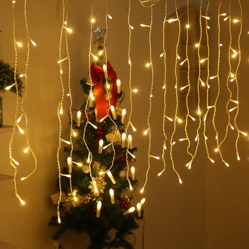 LED Outdoor Icicle String Lights 4.8 m, Waterproof Christmas Lights