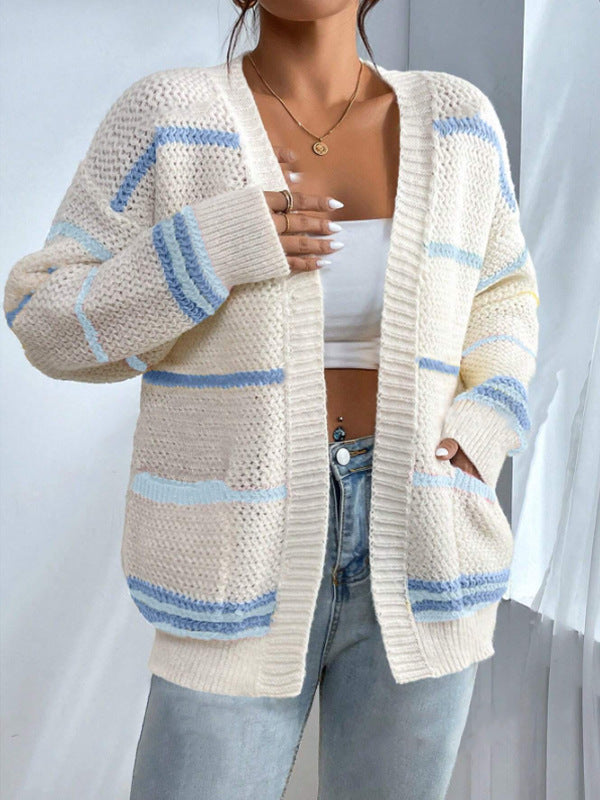 Image of Leila | Women's Oversized Striped Cardigan