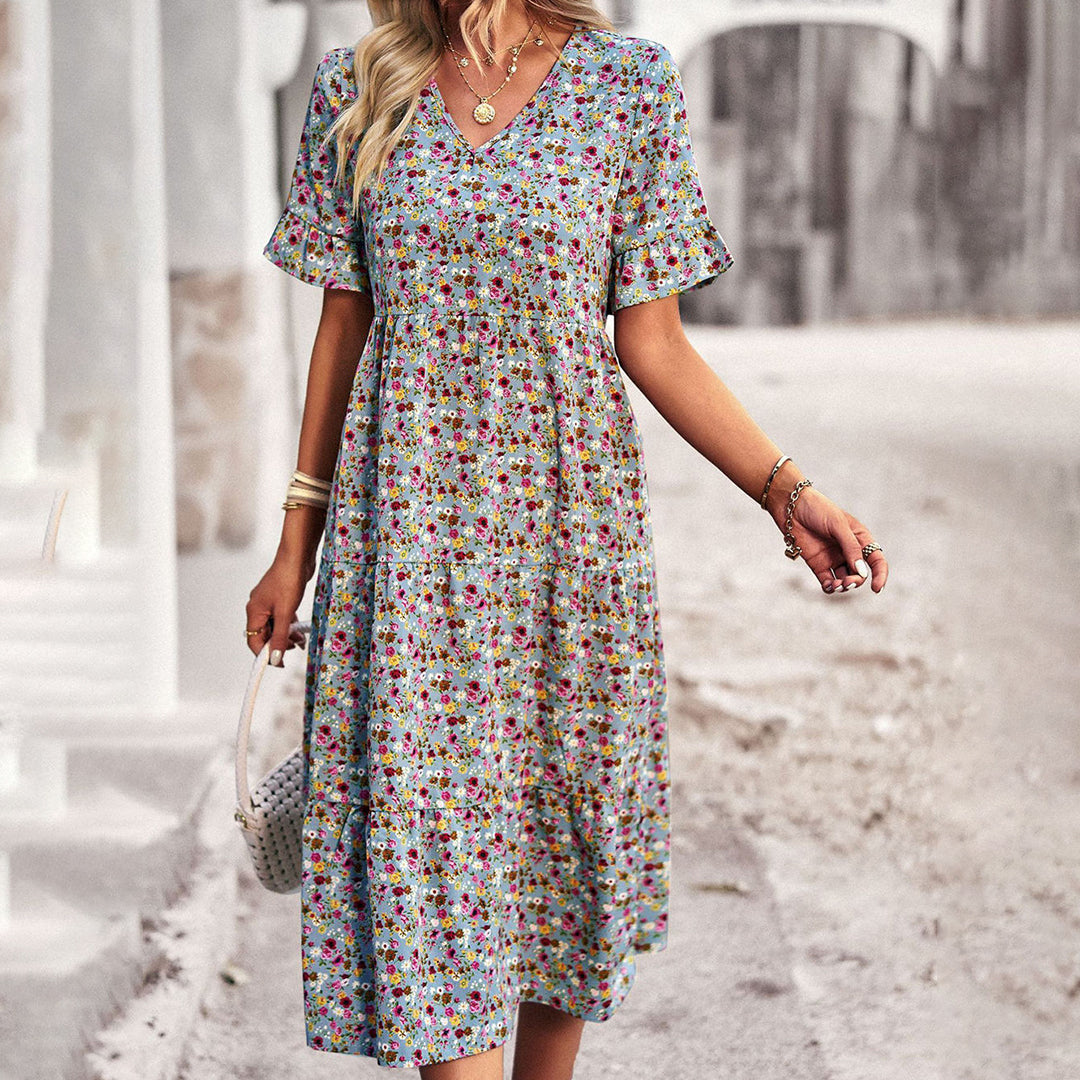 Image of Lexi | Women's V-Neck A-Line Midi Dress