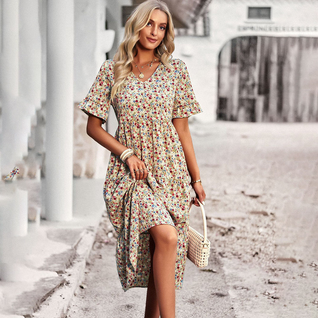 Image of Lexi | Women's V-Neck A-Line Midi Dress