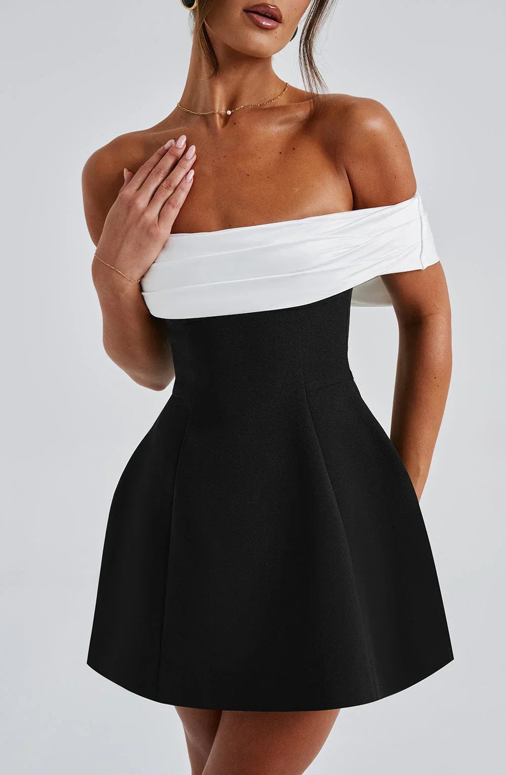 Image of Libby | Women's Off-Shoulder A-Line Mini Dress
