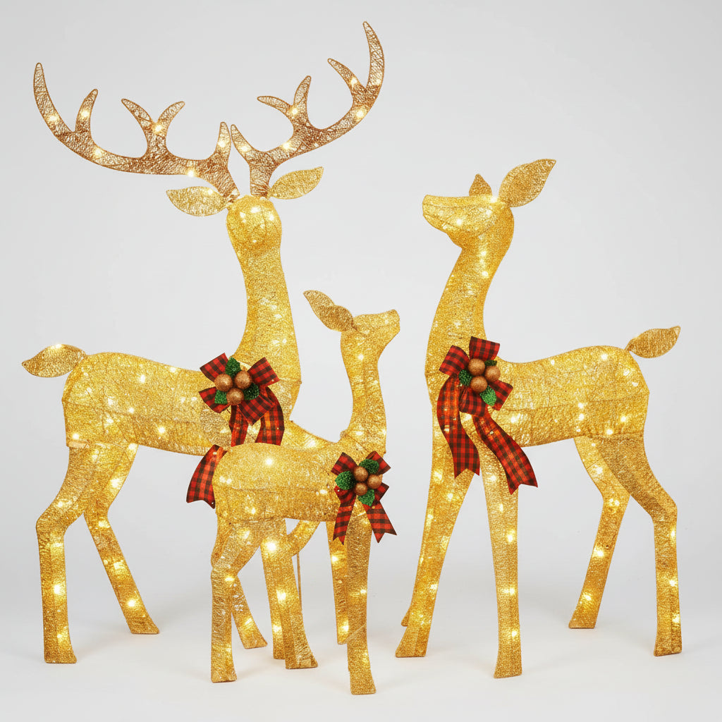 Light-Up LED Reindeer Family Christmas Decoration