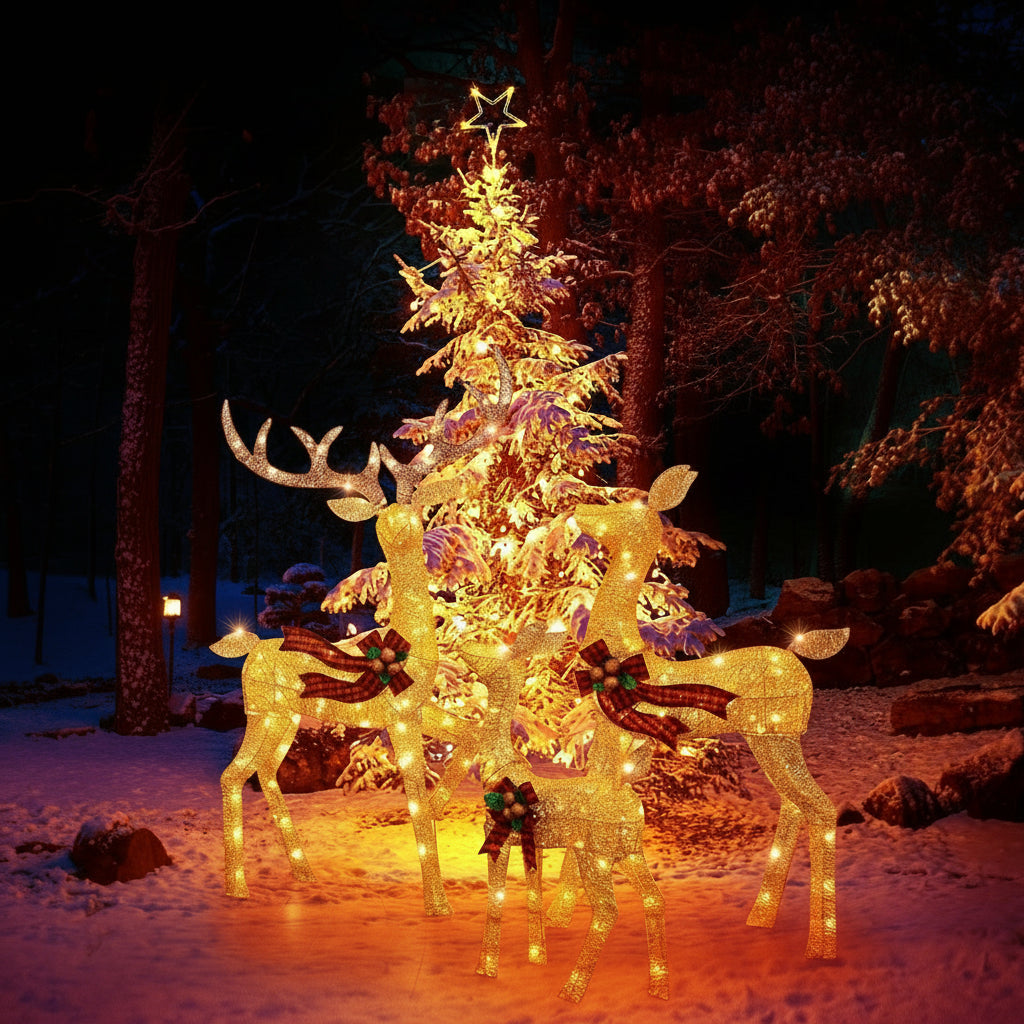 Light-Up LED Reindeer Family Christmas Decoration