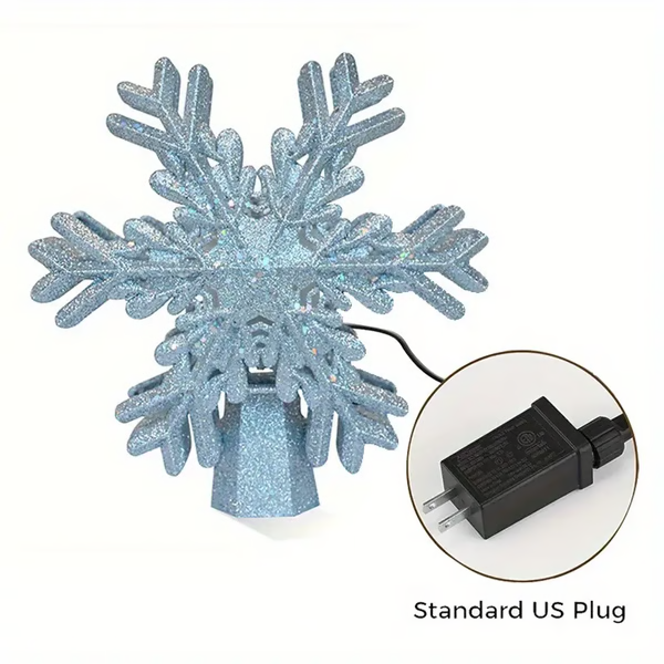 Lighted Christmas Tree Topper with LED Snowflake Projector