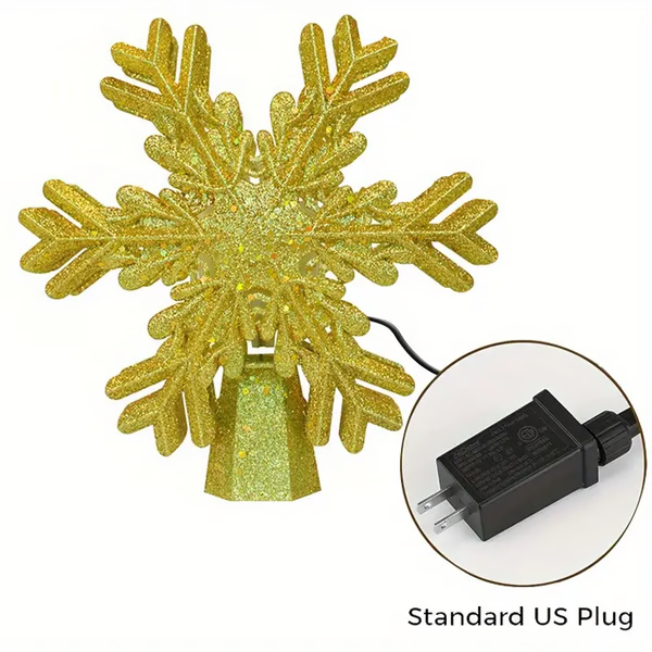 Lighted Christmas Tree Topper with LED Snowflake Projector