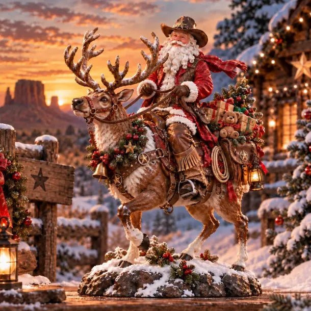 Lighted Rustic Cowboy Santa Outdoor Yard Decoration