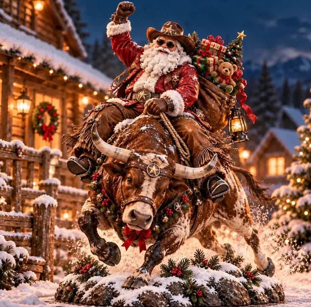 Lighted Rustic Cowboy Santa Outdoor Yard Decoration