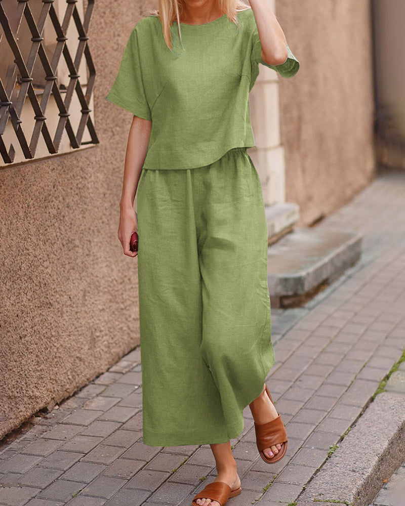 Lightweight Linen Top and Pants Set