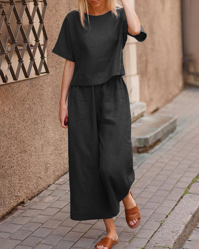 Lightweight Linen Top and Pants Set