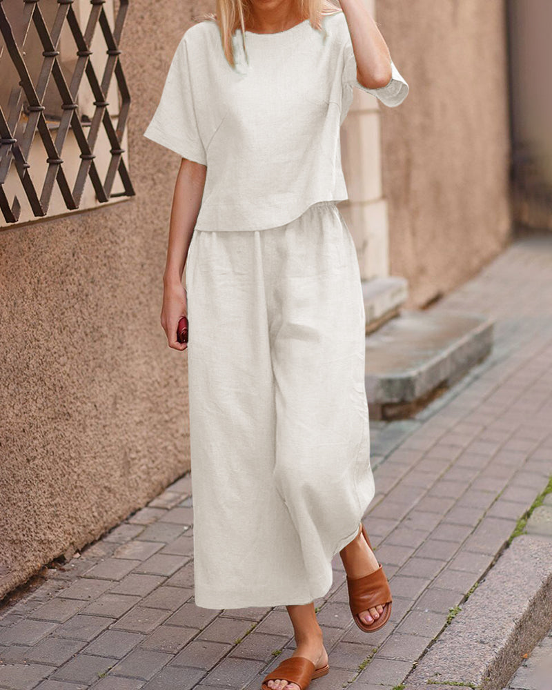 Lightweight Linen Top and Pants Set