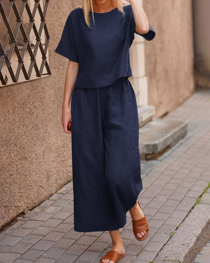 Lightweight Linen Top and Pants Set