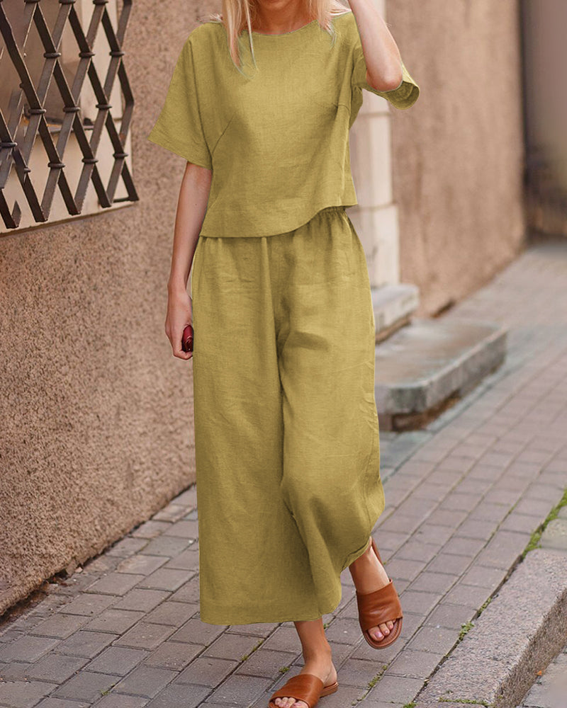 Lightweight Linen Top and Pants Set