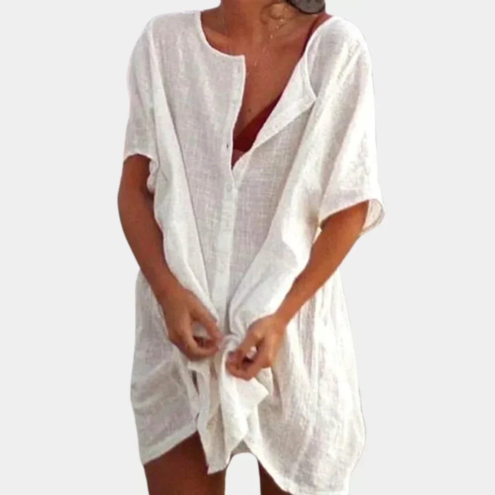 Linen-Blend Beach Tunic