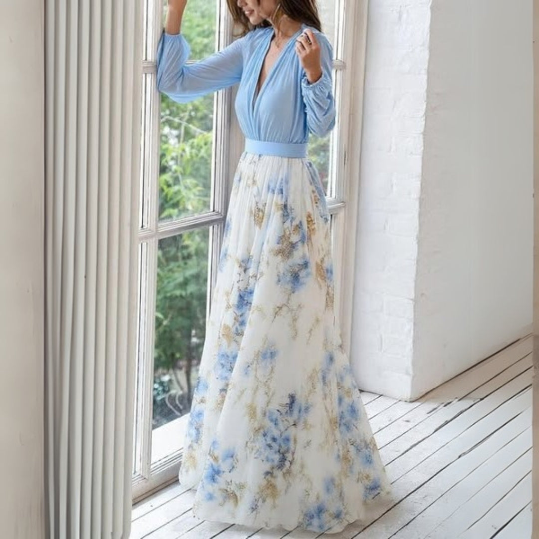 Image of Lisa | Women's V-Neck Floral Maxi Dress