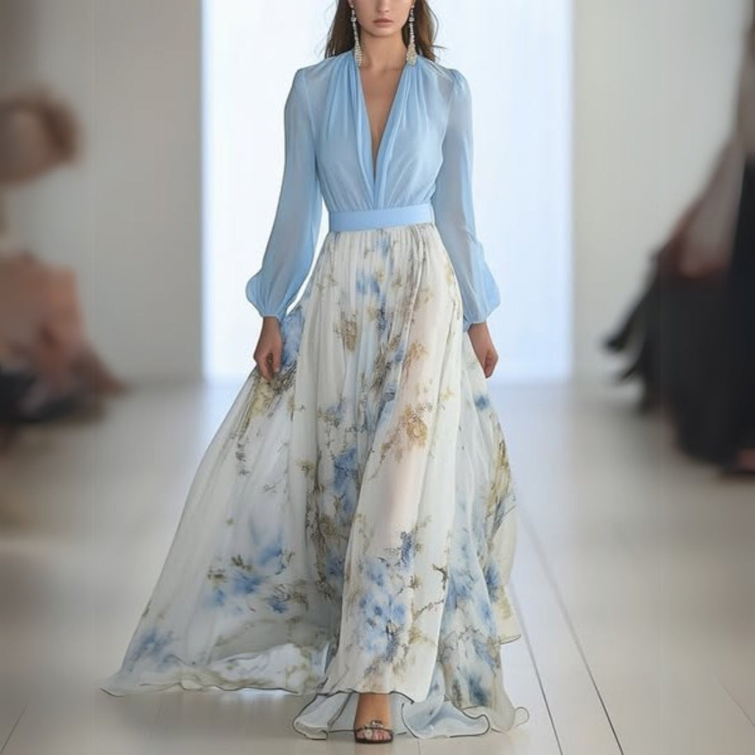 Image of Lisa | Women's V-Neck Floral Maxi Dress