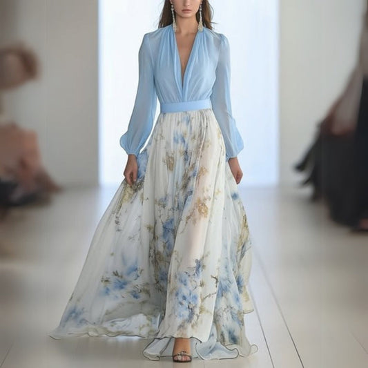 Image of Lisa | Women's V-Neck Floral Maxi Dress