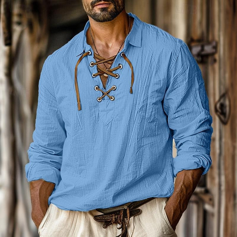 Image of Logan | Men's Lace-Up Long Sleeve Shirt