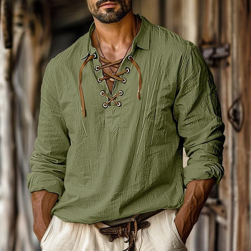 Image of Logan | Men's Lace-Up Long Sleeve Shirt