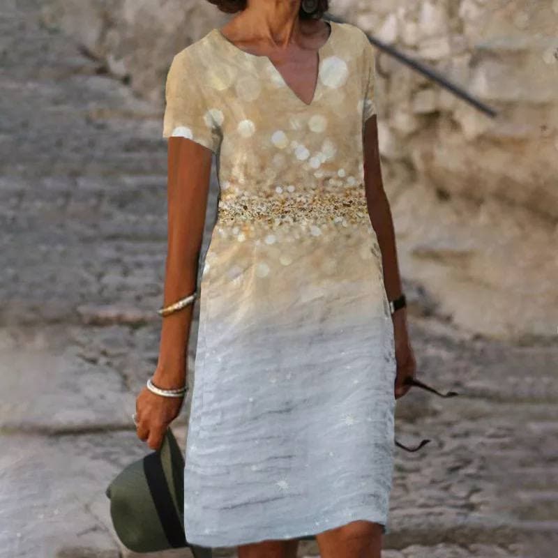 Image of Loretta | Women's V-Neck A-Line Midi Dress