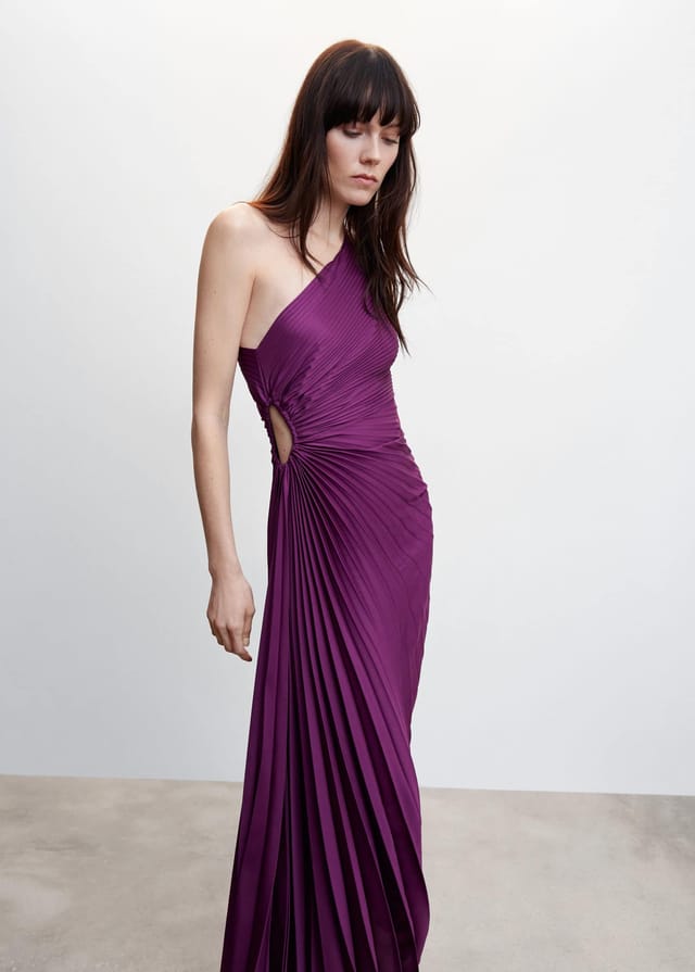 Image of Lori | Women's One Shoulder Midi Pleated Dress