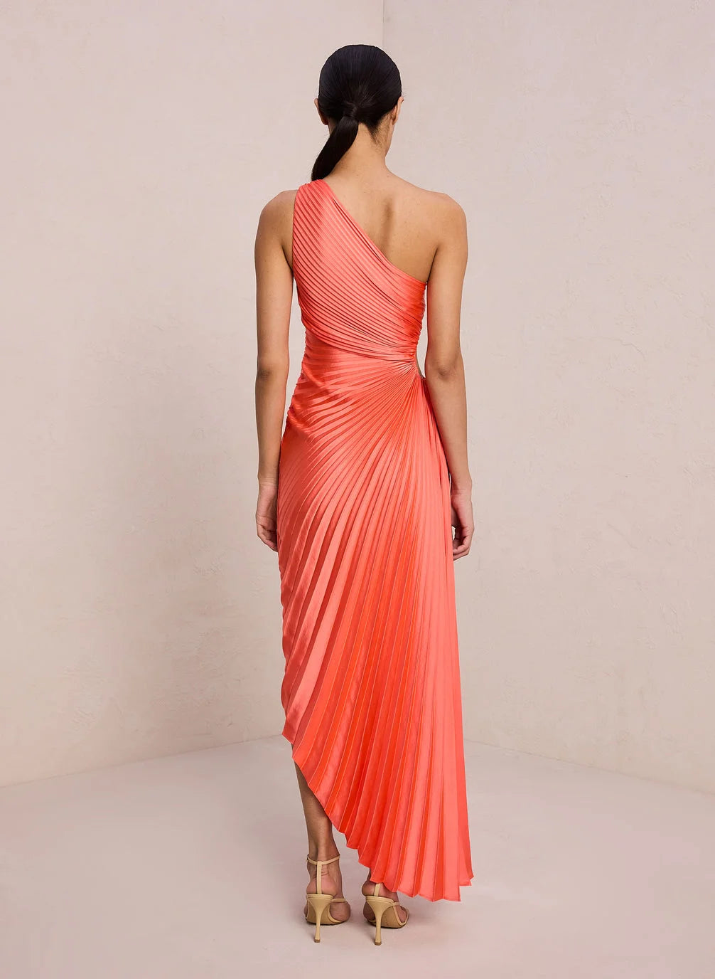 Image of Lori | Women's One Shoulder Midi Pleated Dress