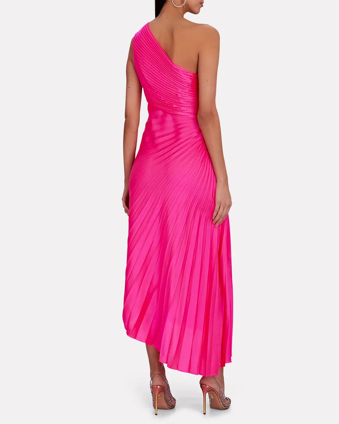 Image of Lori | Women's One Shoulder Midi Pleated Dress