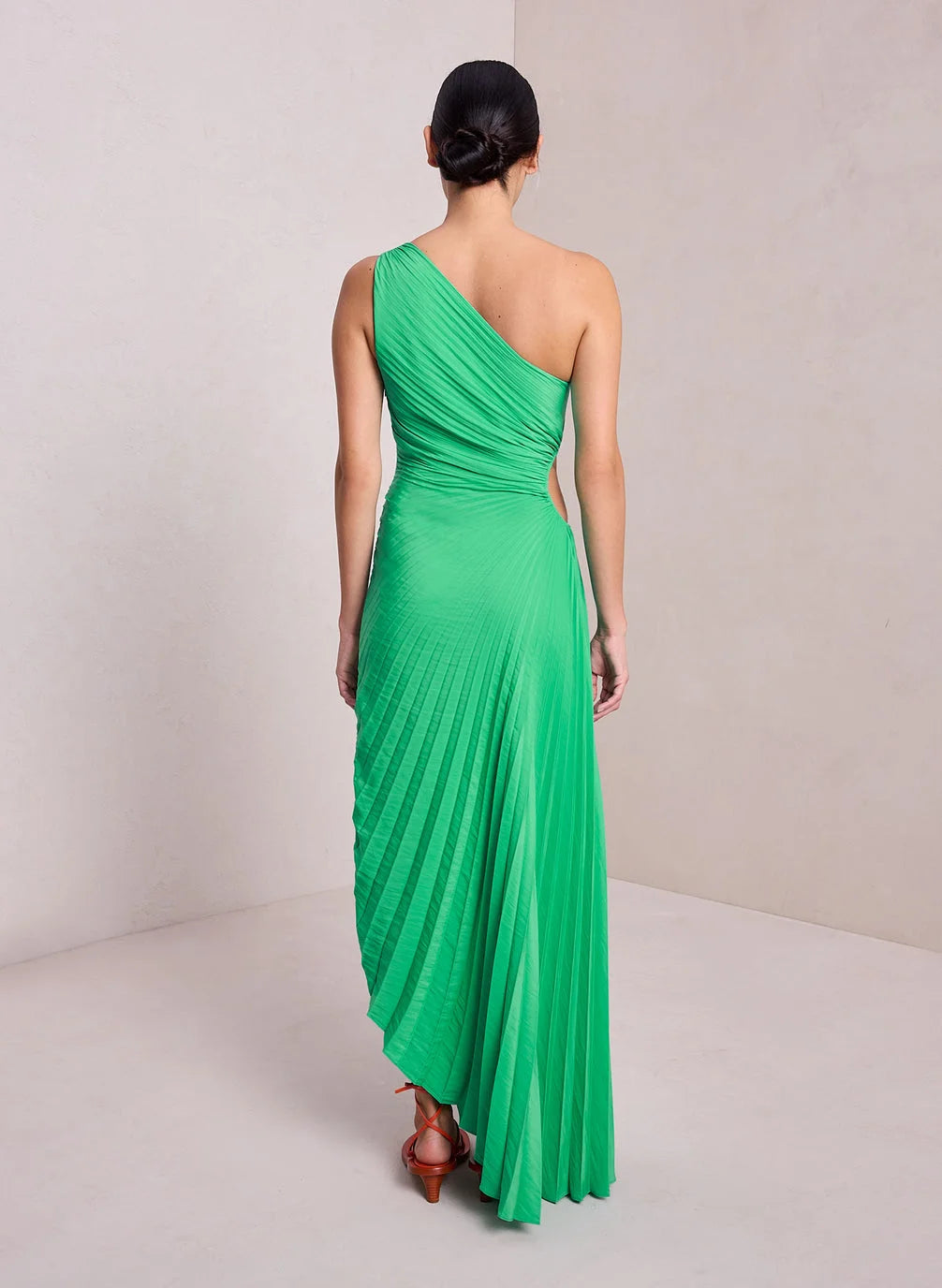 Image of Lori | Women's One Shoulder Midi Pleated Dress