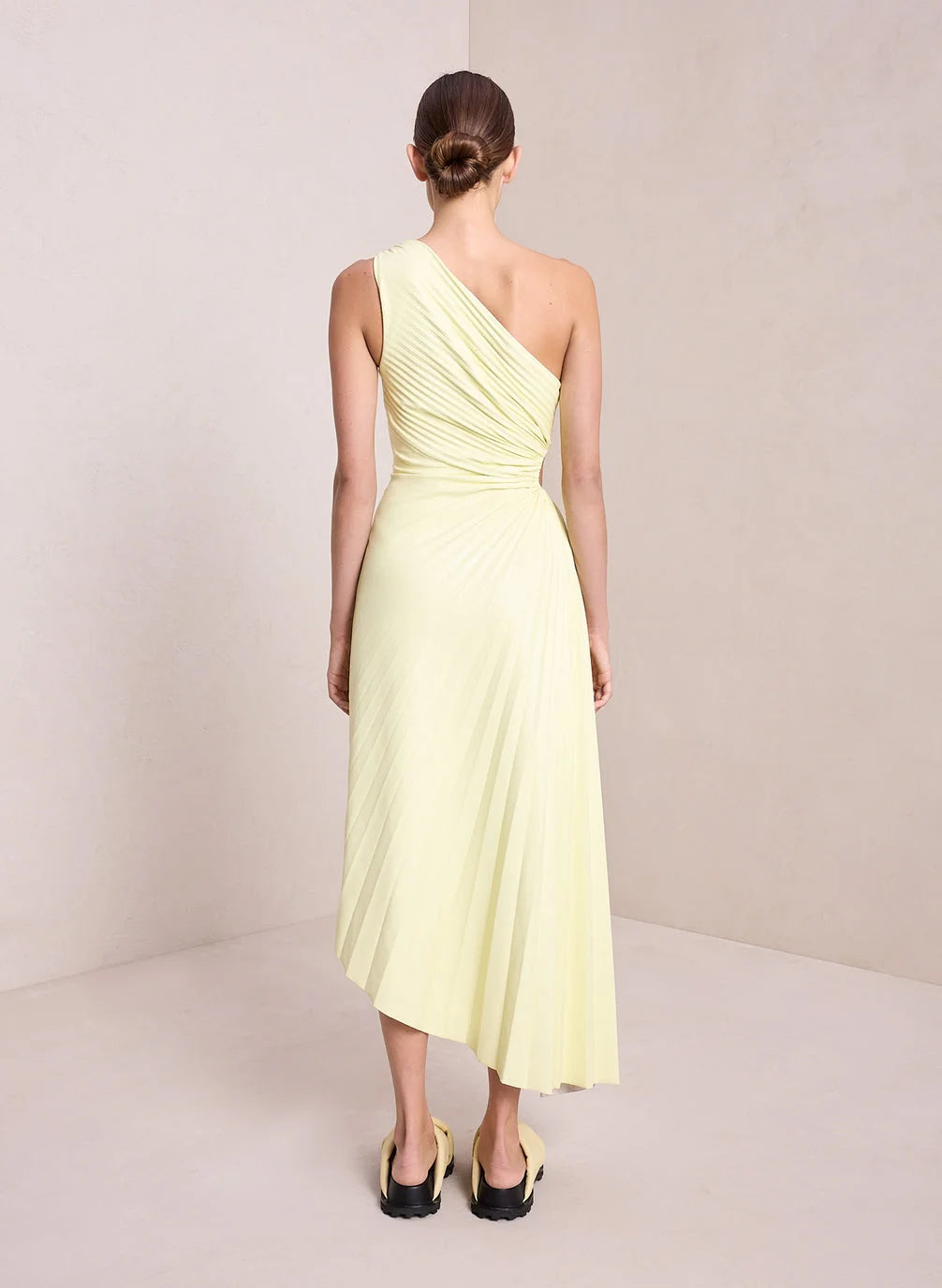 Image of Lori | Women's One Shoulder Midi Pleated Dress