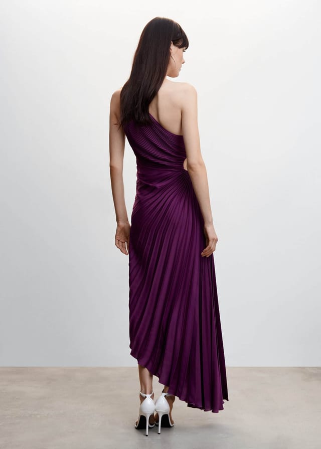 Image of Lori | Women's One Shoulder Midi Pleated Dress