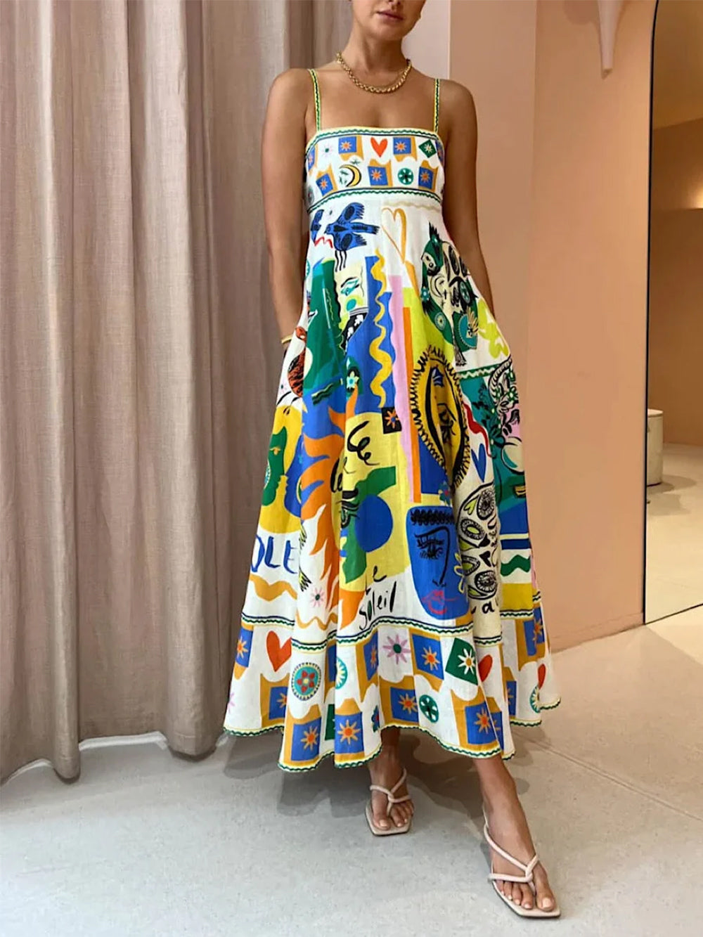 Image of Lucille | Women's Sleeveless A-Line Maxi Dress