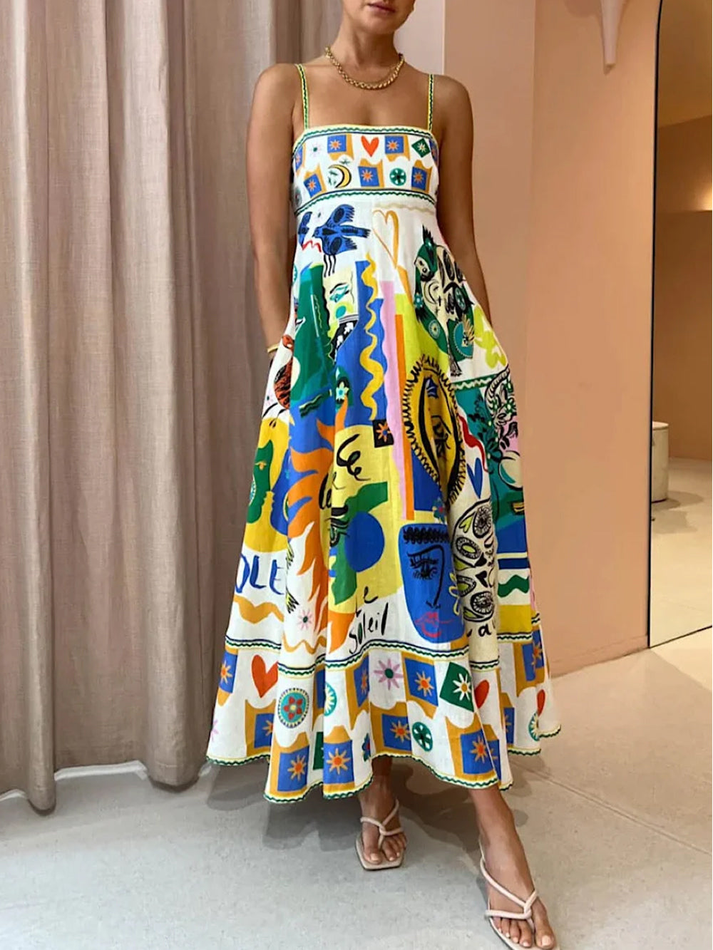 Image of Lucille | Women's Sleeveless A-Line Maxi Dress