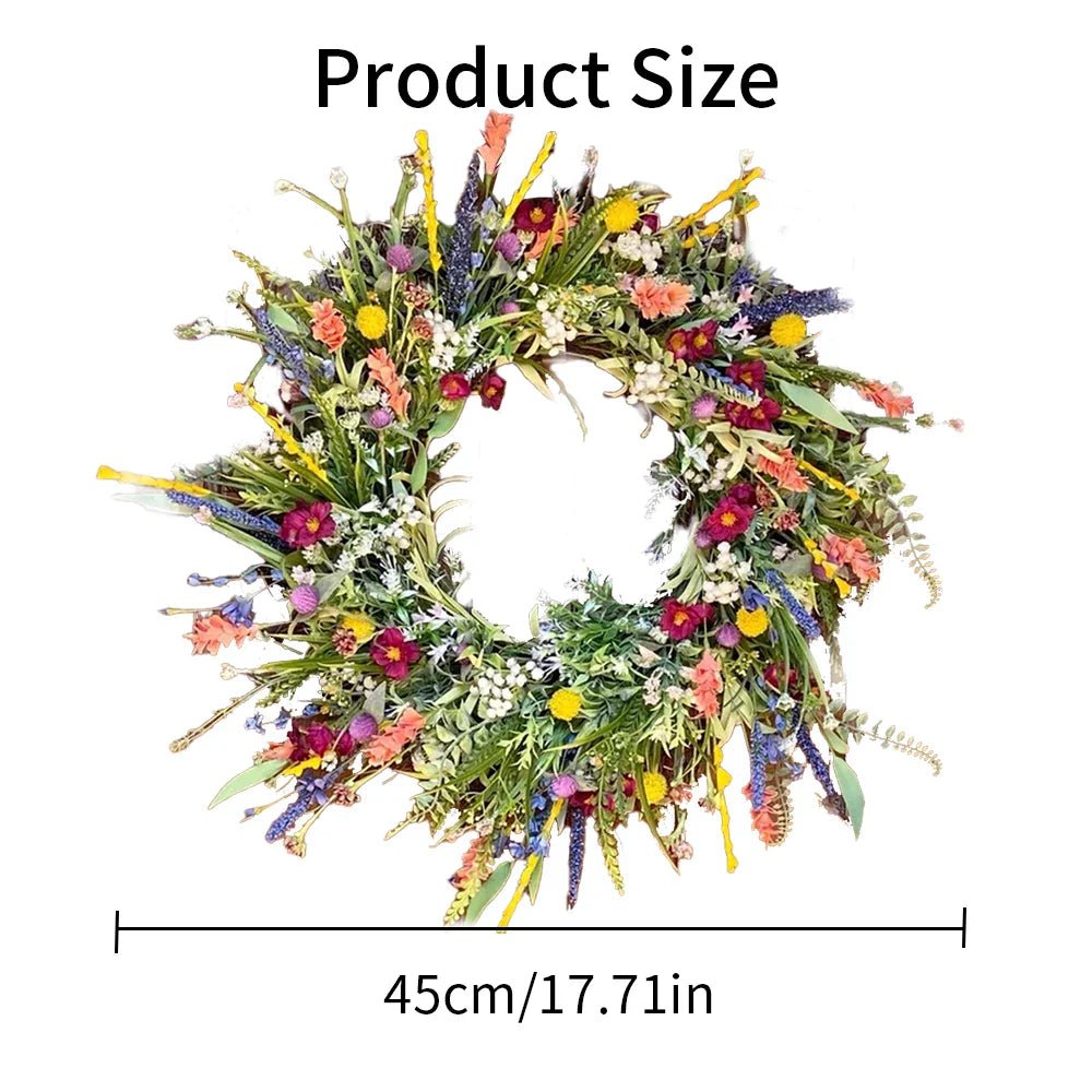 Lush Door Wreath with Realistic Blossoms and Balanced Color Accents