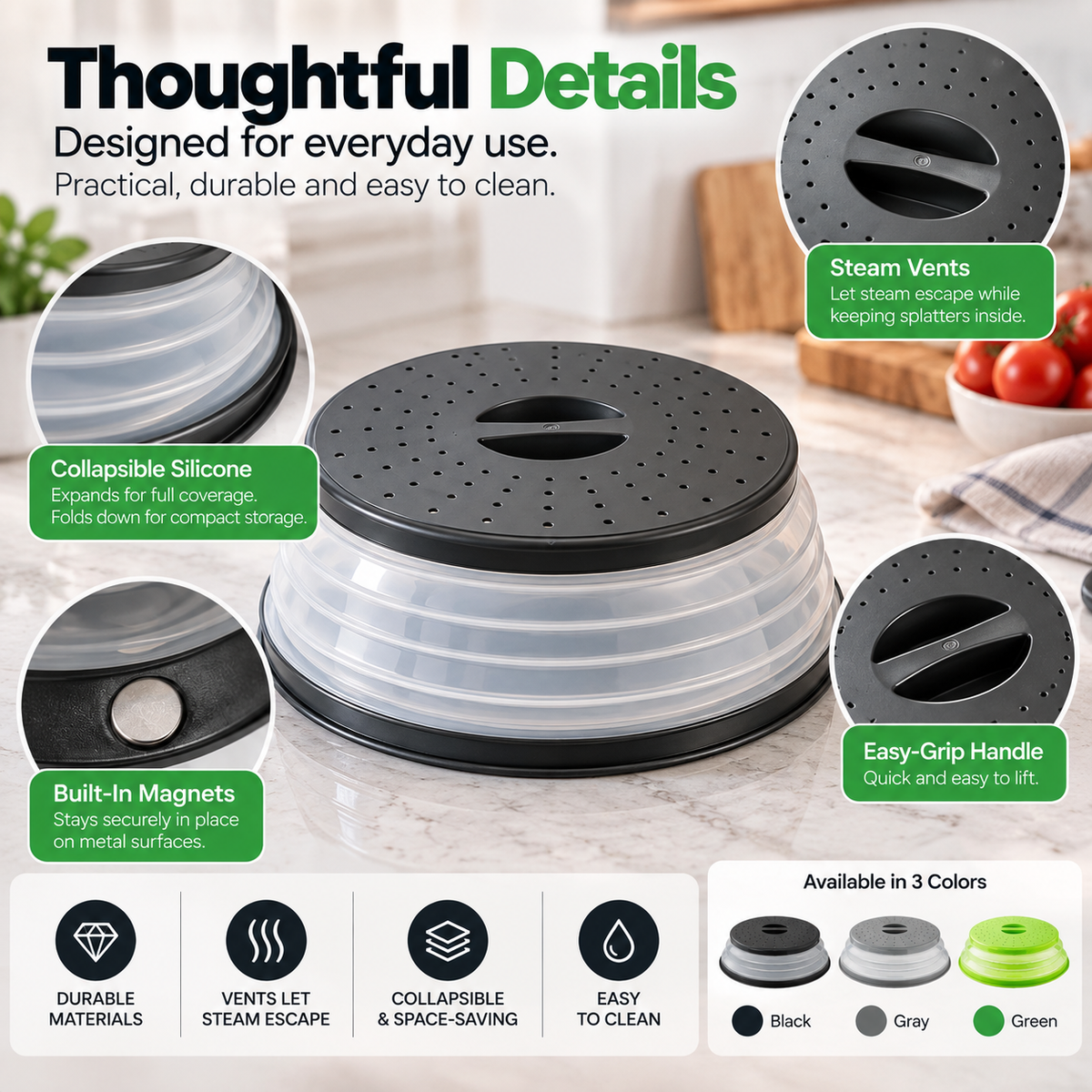 Magnetic Microwave Splatter Cover