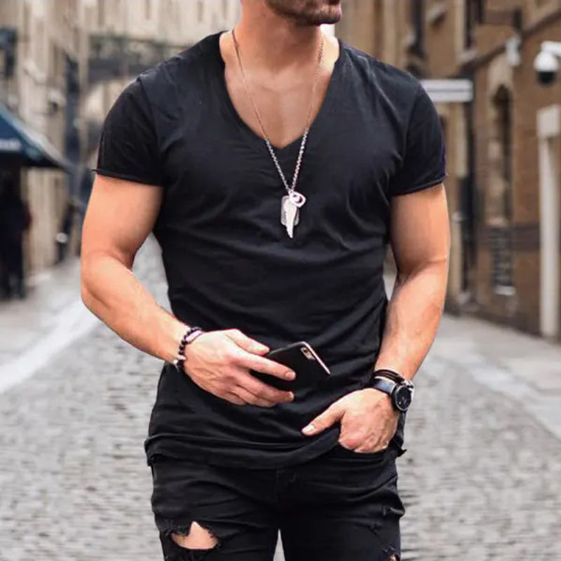 Image of Manuel | Men's Slim Fit V-Neck T-Shirt