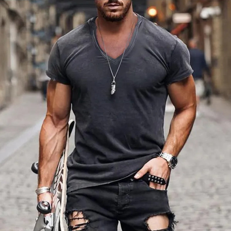Image of Manuel | Men's Slim Fit V-Neck T-Shirt