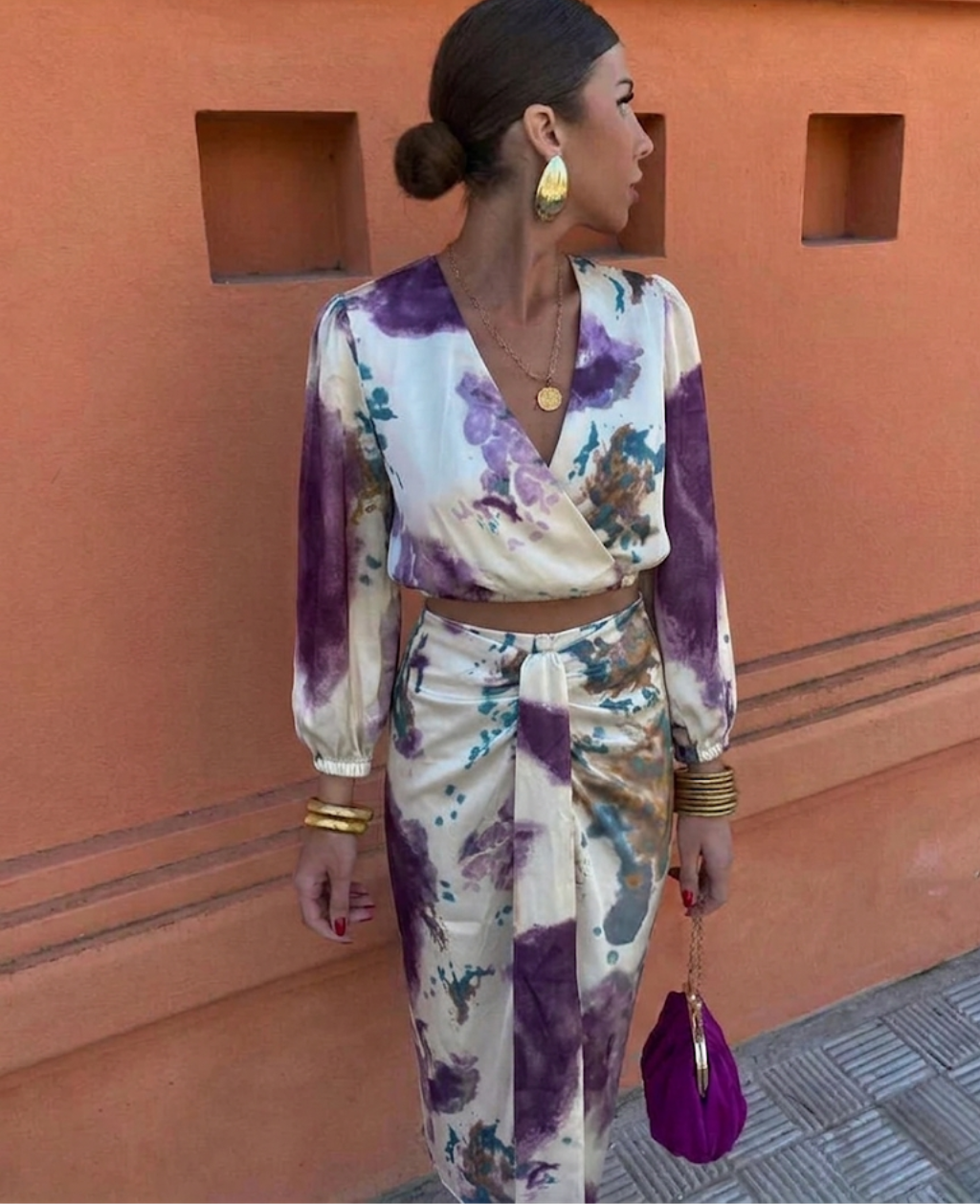 Marcia | Women's V-Neck Wrap Midi Dress - Image 1