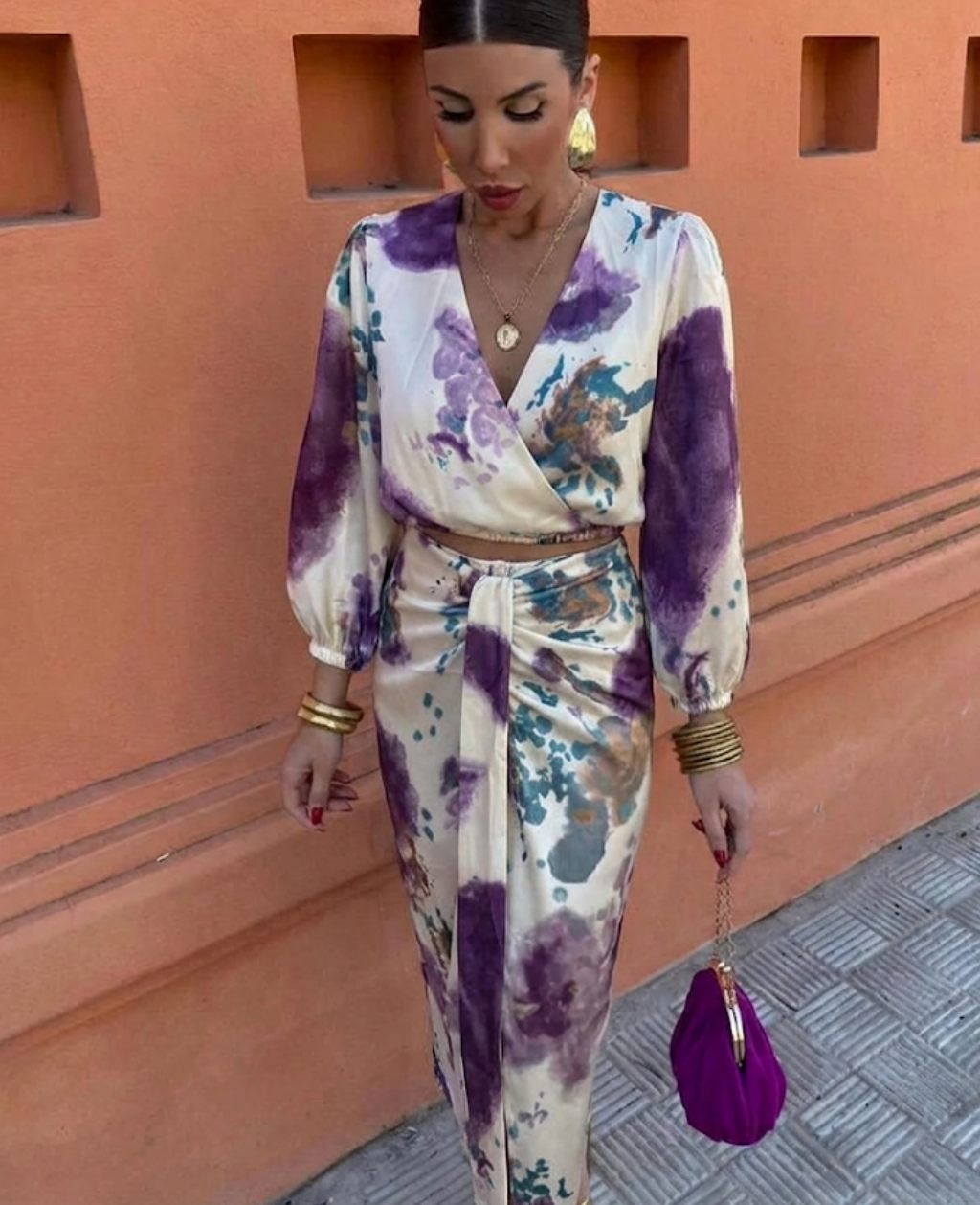 Marcia | Women's V-Neck Wrap Midi Dress - Image 2