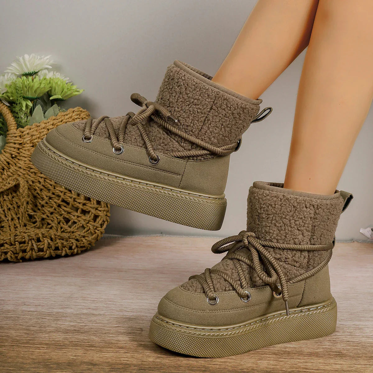 Image of Maria | Women's Lace-Up Platform Ankle Boots