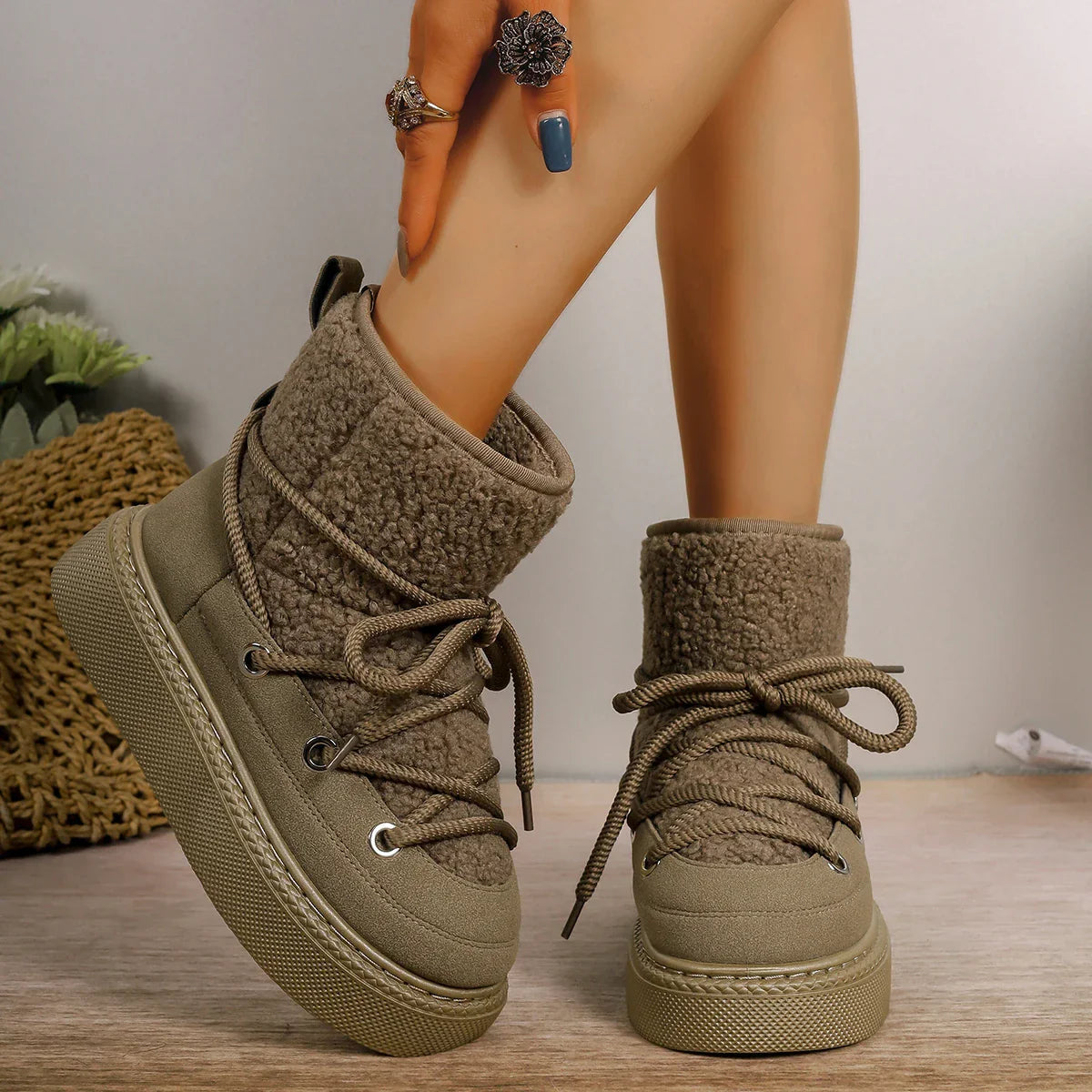 Image of Maria | Women's Lace-Up Platform Ankle Boots