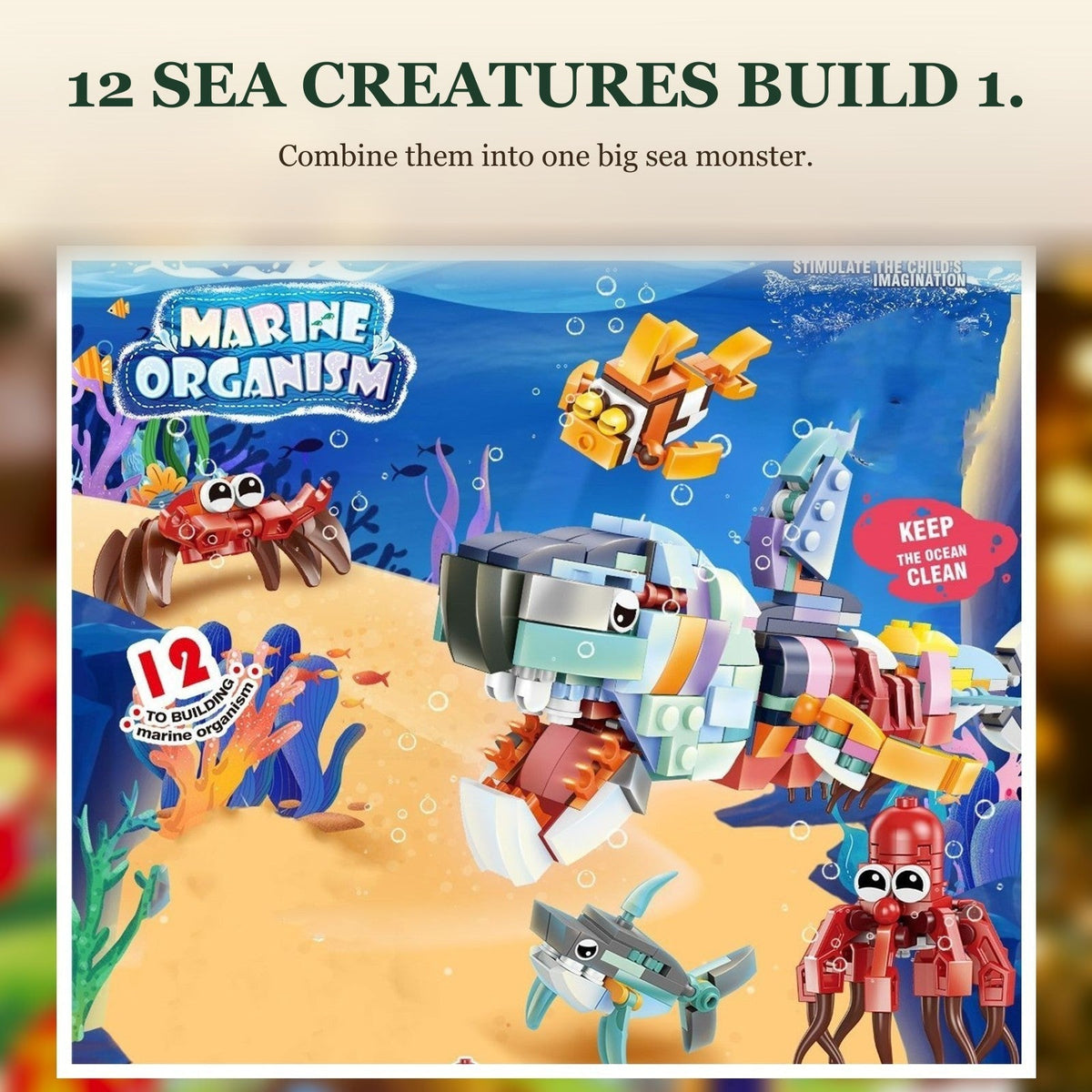 Sea and Safari Animal Brick Advent Calendar, 24 Builds plus Big Sea Creature