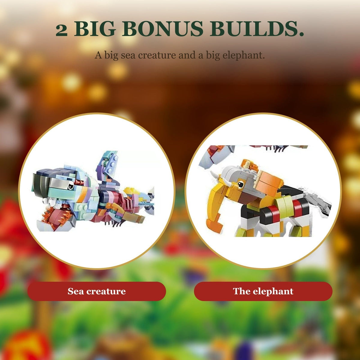 Sea and Safari Animal Brick Advent Calendar, 24 Builds plus Big Sea Creature