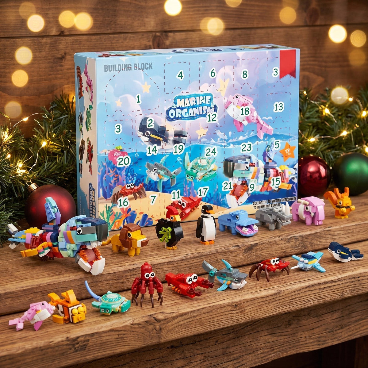 Sea and Safari Animal Brick Advent Calendar, 24 Builds plus Big Sea Creature