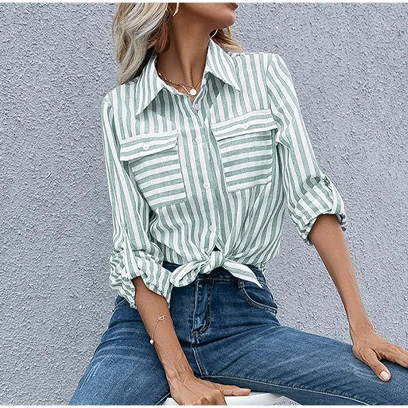 Image of Martha | Women's Striped Button-Down Blouse
