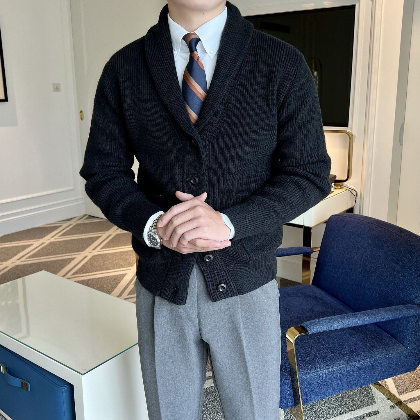 Image of Marvin | Men's Shawl Collar Cardigan