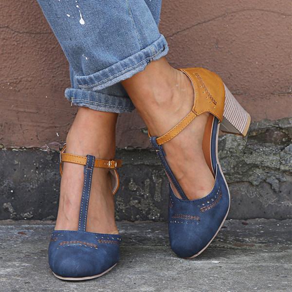 Image of Mary | Women's Block Heel T-Strap Heels