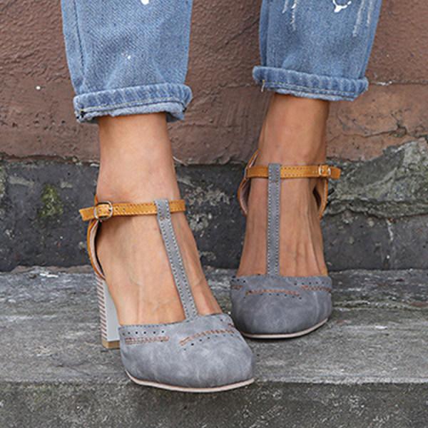 Image of Mary | Women's Block Heel T-Strap Heels