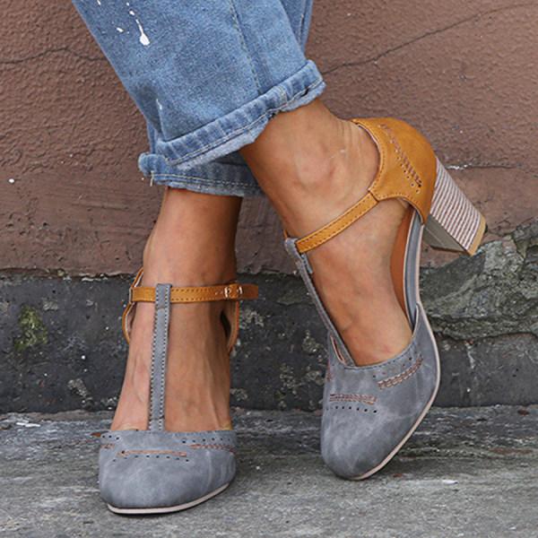 Image of Mary | Women's Block Heel T-Strap Heels