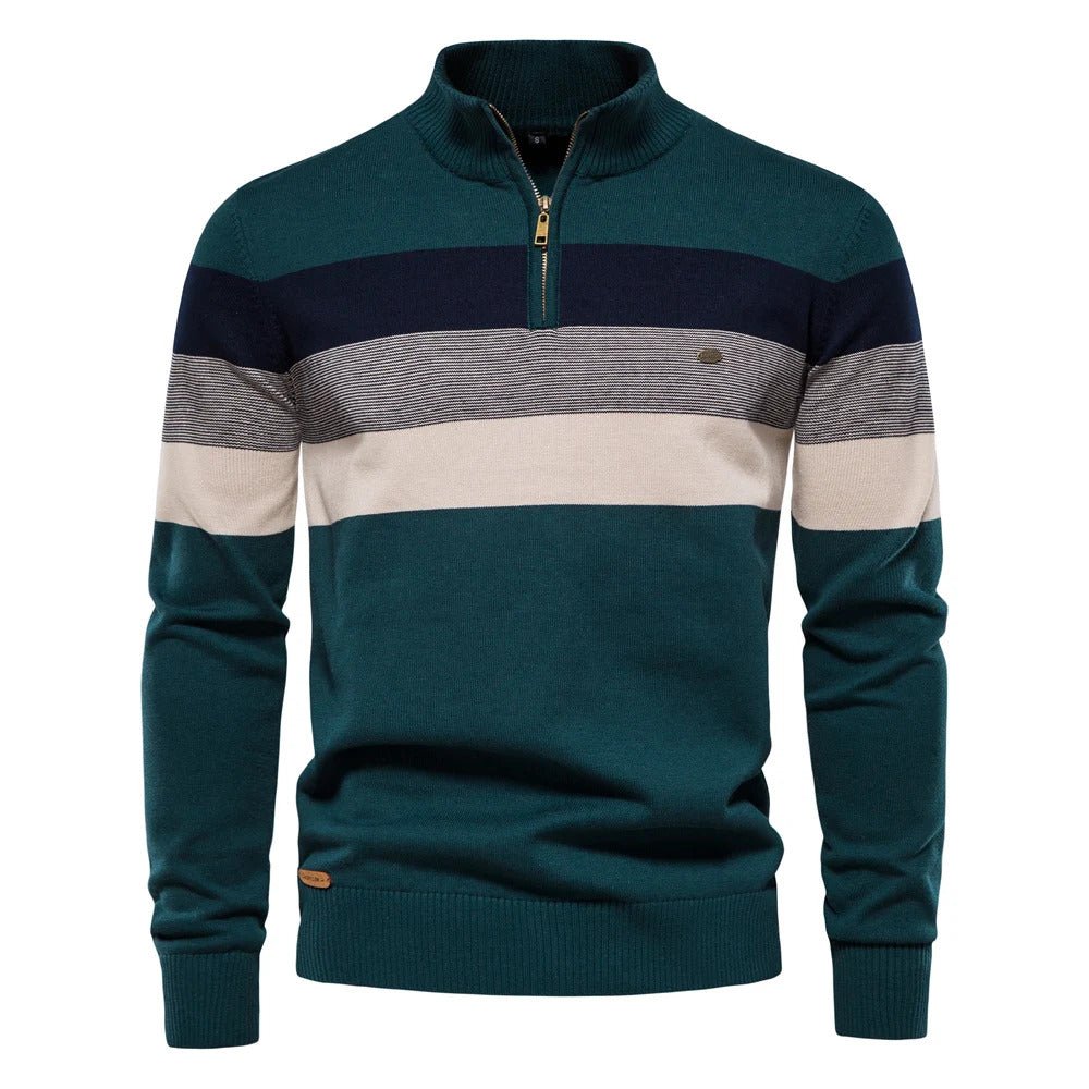 Image of Mason | Men's Striped Quarter Zip Sweater