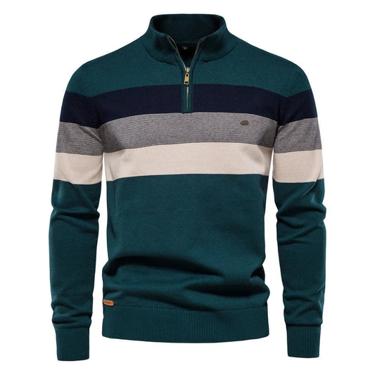 Image of Mason | Men's Striped Quarter Zip Sweater