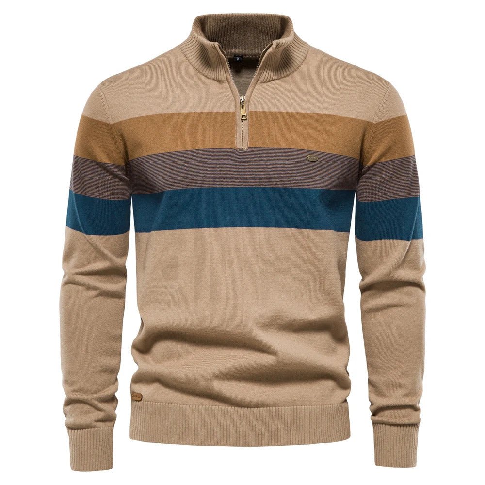 Image of Mason | Men's Striped Quarter Zip Sweater